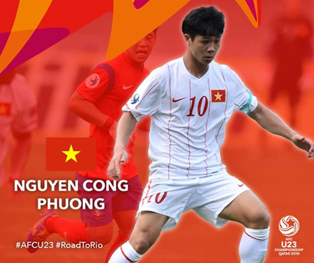 Hình ảnh Công Phượng trên trang chủ của AFC. 
